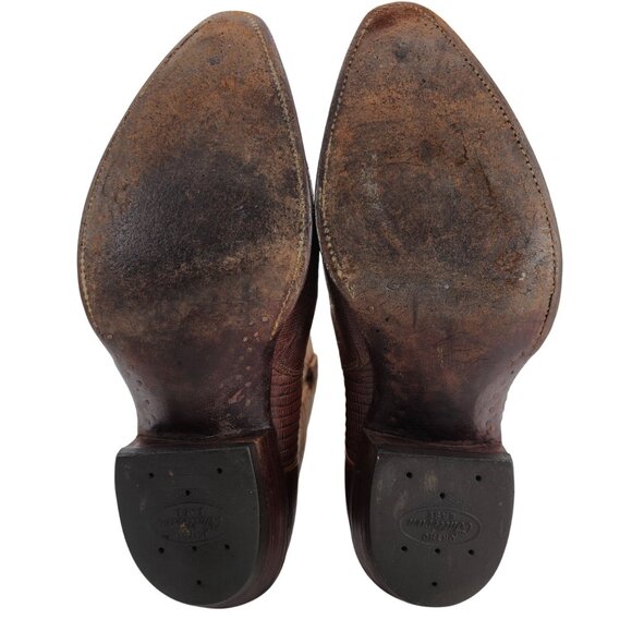 Vintage Dan Post Exotic Teju Lizard Mens 11D Brown Leather Cowboy Western Boots - Picture 8 of 16